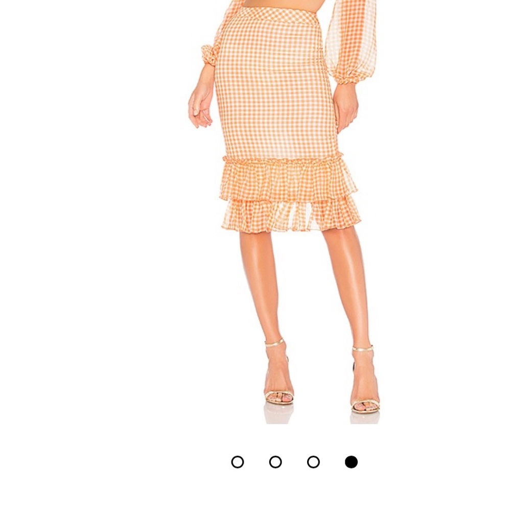 LPA Orange Gingham Maxi Skirt - Picture 4 of 4
